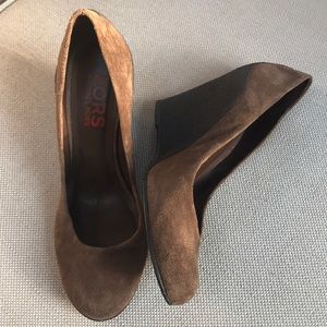 KORS by Michael Kors Brown Suede Wedge Heels